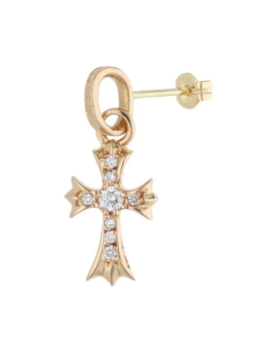 Chrome Hearts 22K Bby Pprchn P D 22K Baby Fat Pave Diamond Gold Earrings